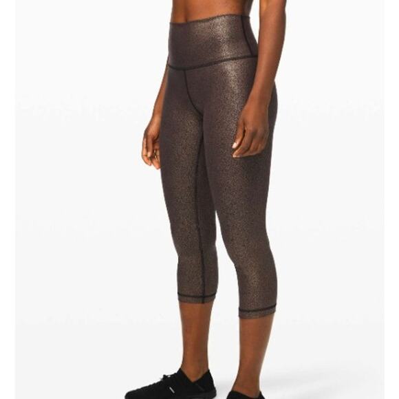 Lululemon Pants - NWT Lululemon Black/Copper Foil Wunder High-Rise Luxtreme Crop 21" Leggings 4